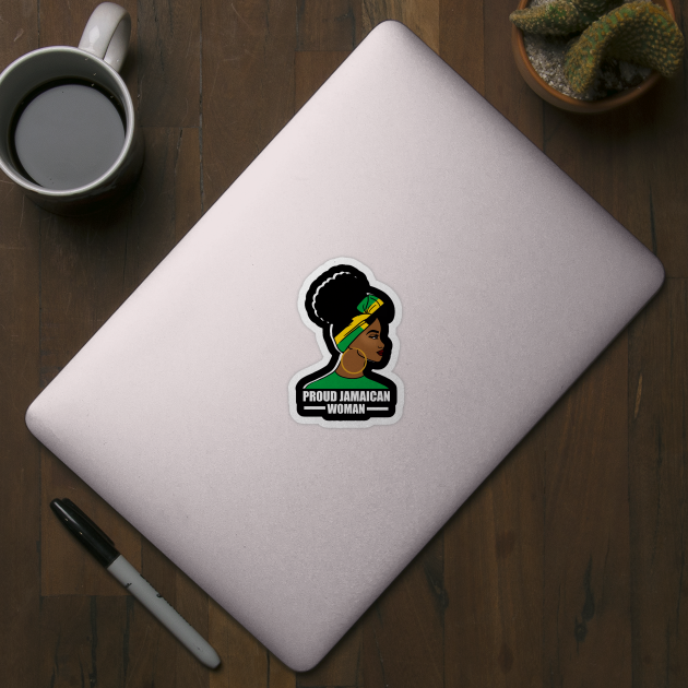 Proud Afro Jamaican Woman, Jamaica Flag by logiamerch
